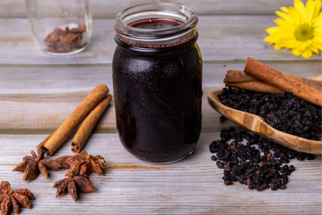 Jar of Tea syrup with pepper and other spices.
