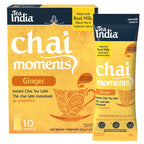 Tea India Chai Moments Ginger instant chai tea latte packaging on a white background