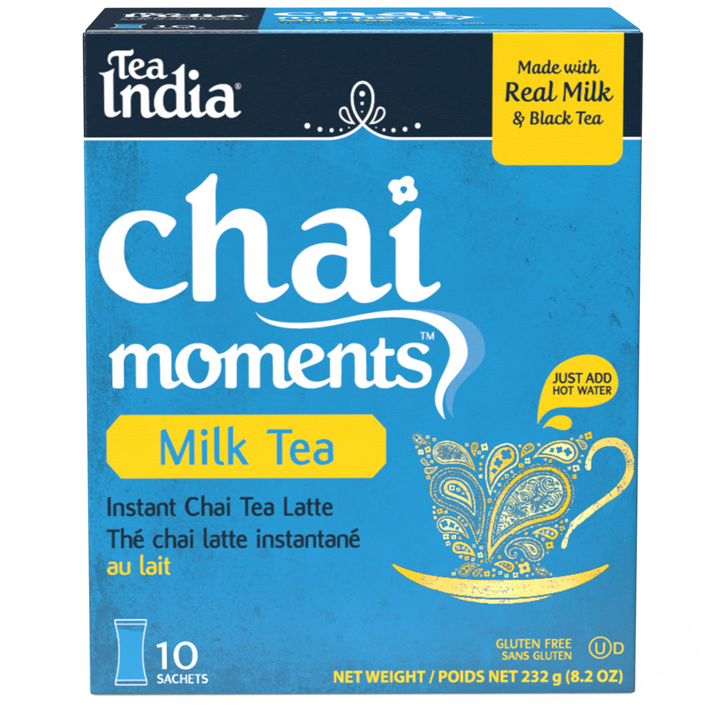 Box of Tea India Chai Moments Milk Tea on a white background