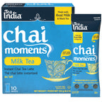 Tea India Chai Moments Milk Tea packaging on a white background with a sachet