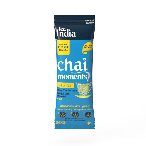 Tea India Chai Moments milk tea individual serving sachet on a white background