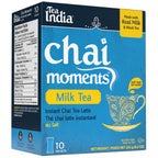 Box of Tea India milk tea chai moments instant latte with 10 sachets, made with real milk and black tea
