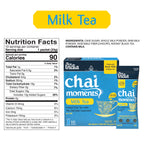 Chai Moments Milk Tea package with nutrition facts label on a white background