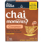 Box of Tea India Chai Moments Cinnamon instant chai tea latte, with 10 sachets inside