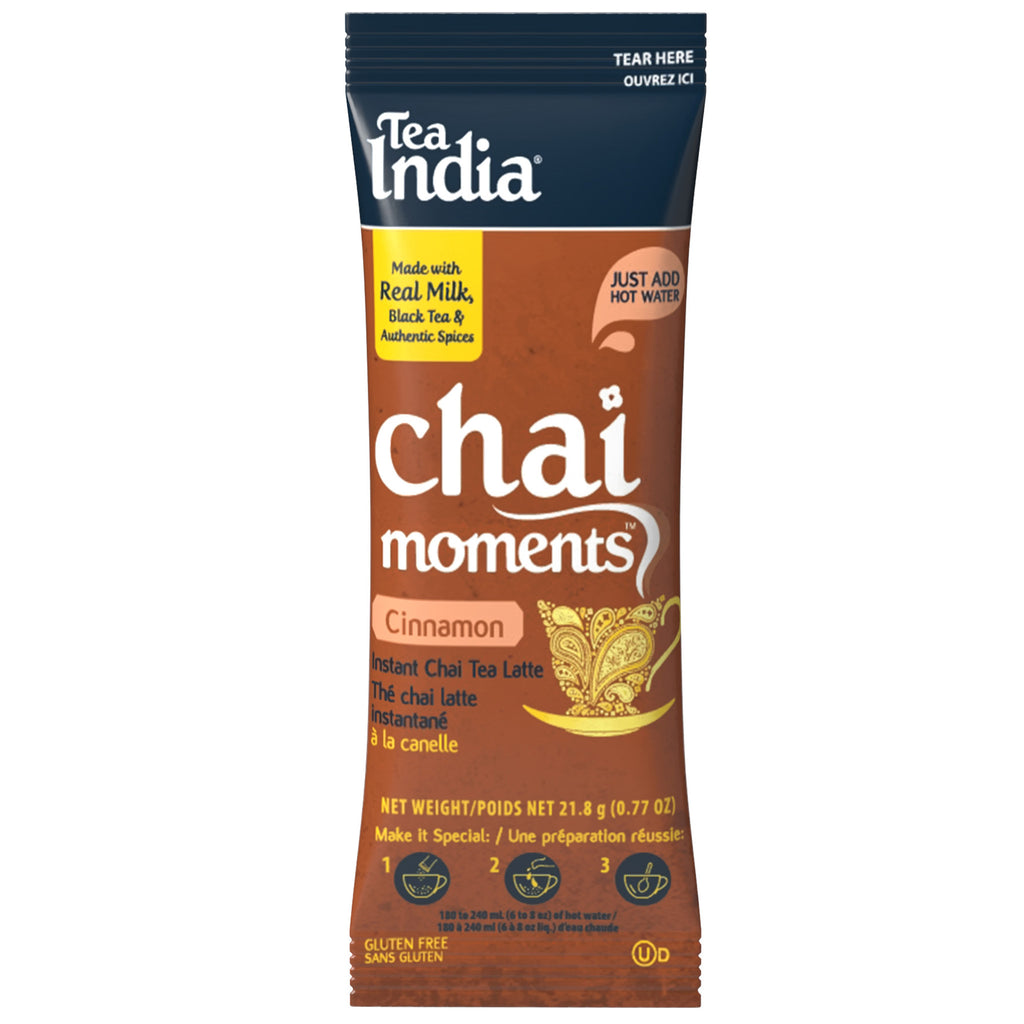 Tea India Chai Moments Cinnamon individual serving sachet on a white background
