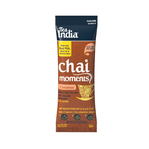 Tea India Chai Moments Cinnamon individual serving sachet on a white background