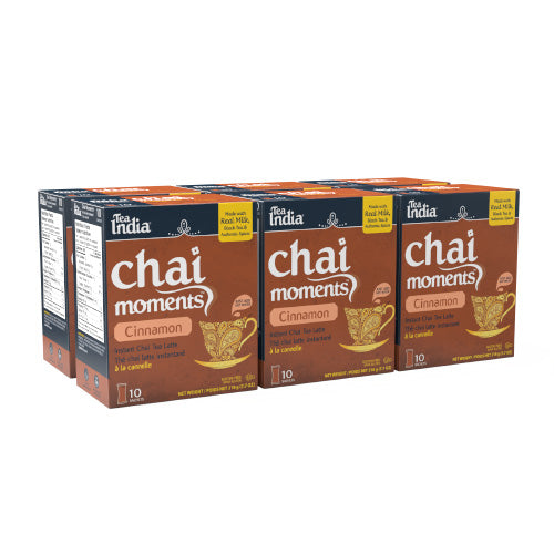 6 boxes of Tea India chai moments instant chai lattes in cinnamon flavor
