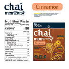 Chai moments cinnamon instant tea latte package with nutrition facts label and ingredients