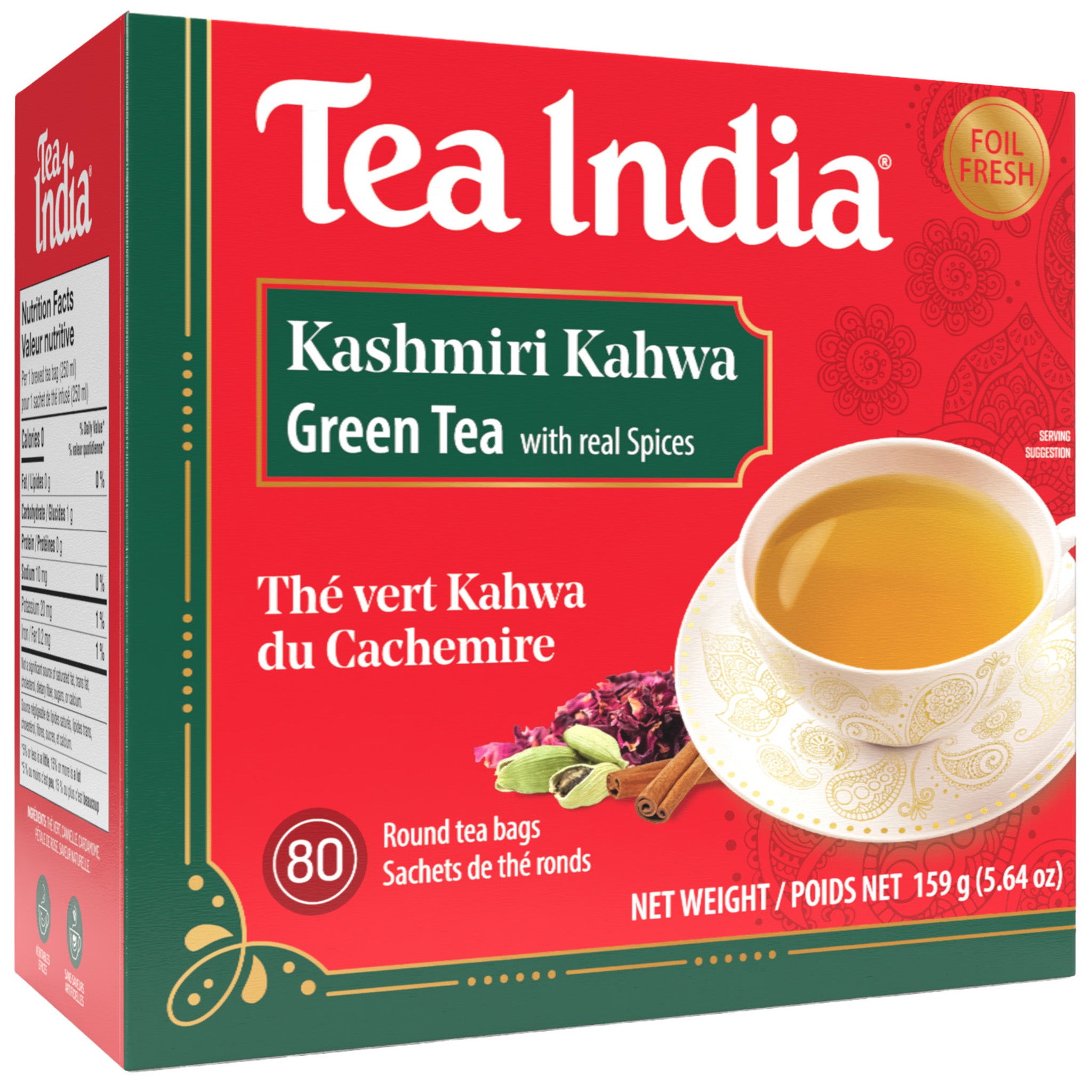 Box of Tea India Kashmiri Kahwa Green Tea on a white background