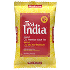 Tea India Mamri CTC Premium Black Tea tea package with red and yellow design on a white background