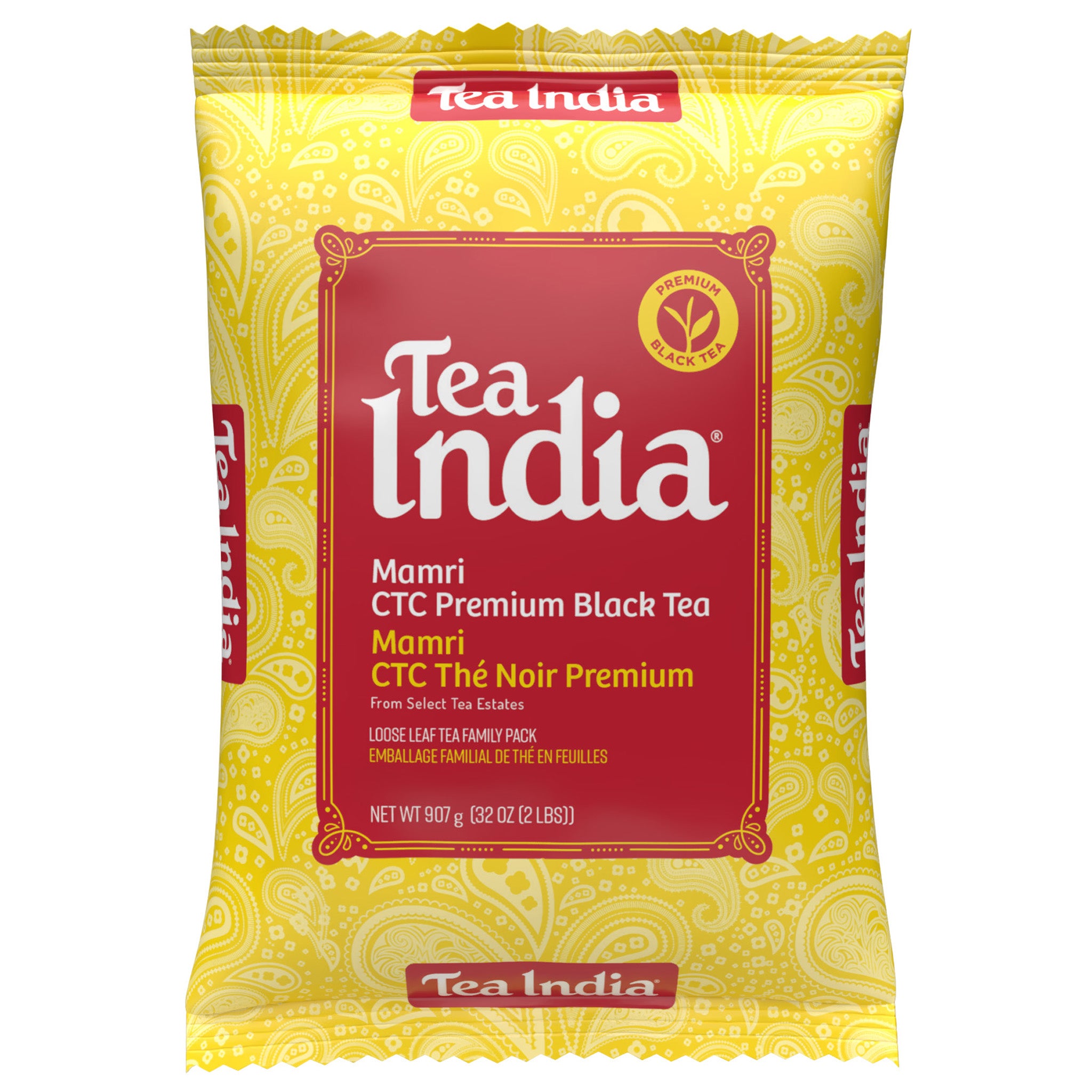 Tea India Mamri CTC Assam Black Tea loose leaf 32 oz or 2 lb gold and red pack