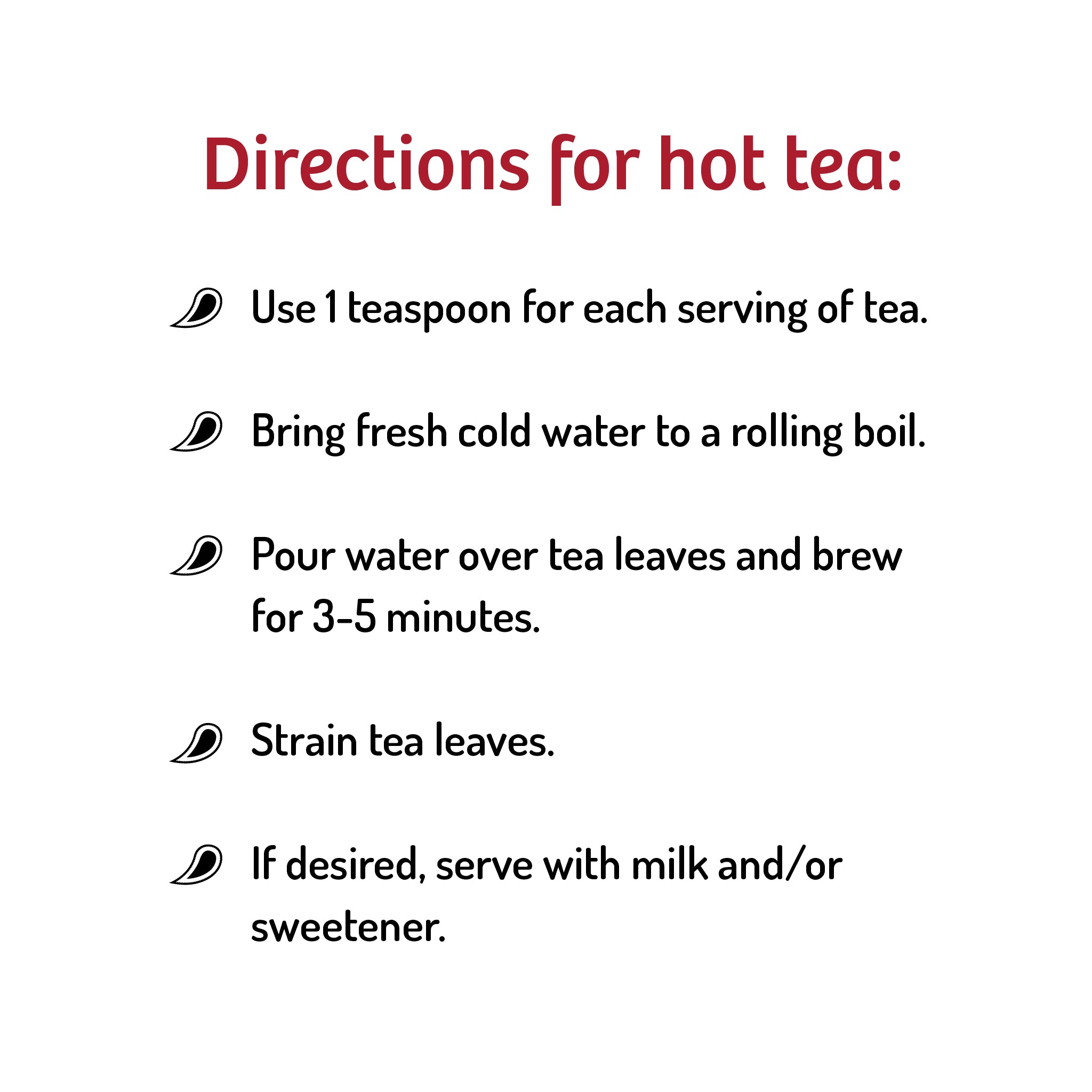 Tea brewing instructions on a white background