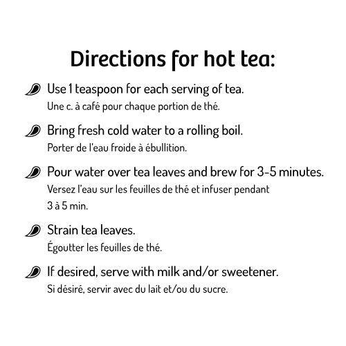 Tea brewing instructions on a white background