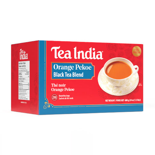 Box of Tea India Orange Pekoe Black Tea Blend 216 count on a white background