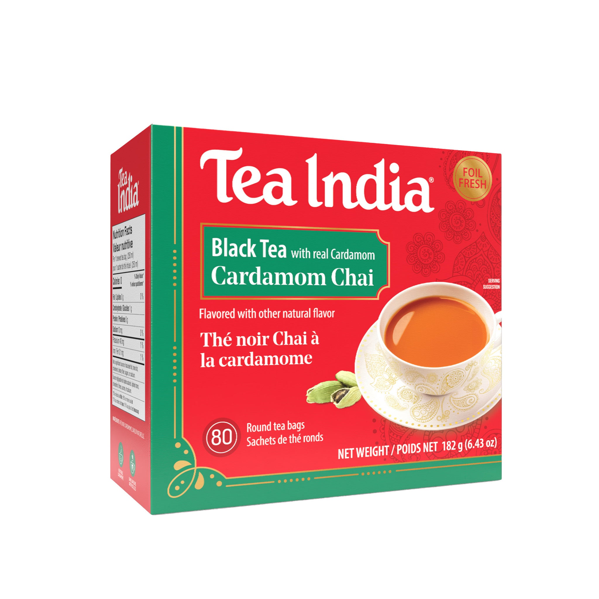 Box of Tea India Black Tea with Cardamom Chai on a white background