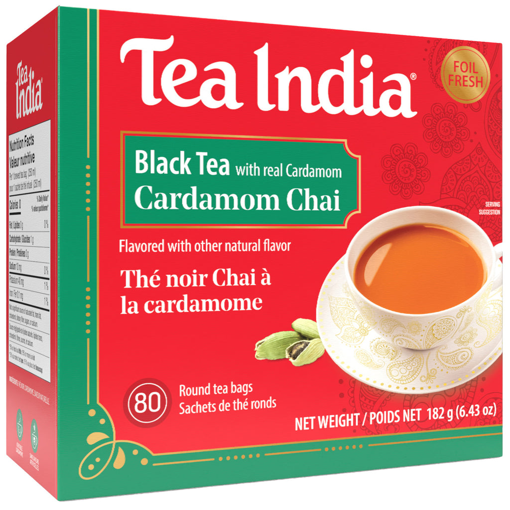 Box of Tea India Black Tea with Cardamom Chai on a white background