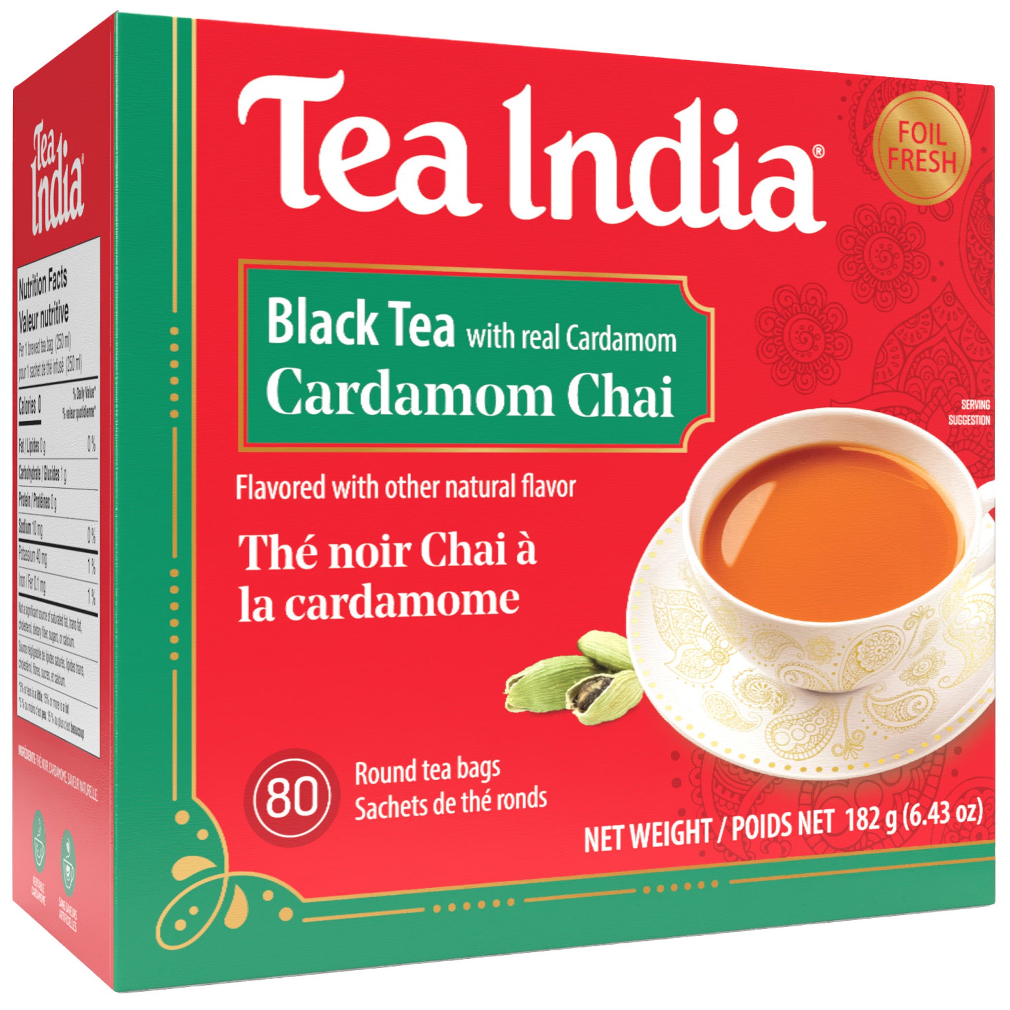 Box of Tea India Black Tea with Cardamom Chai on a white background