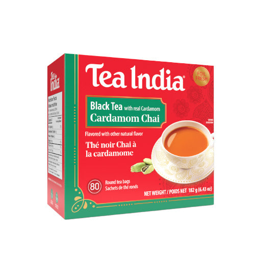 Box of Tea India Cardamom Chai black tea on a white background