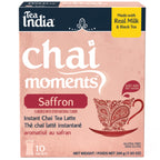 Box of Tea India Chai Moments Saffron instant chai tea latte on a white background