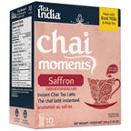 Box of Tea India Chai Moments Saffron instant chai tea latte on a white background