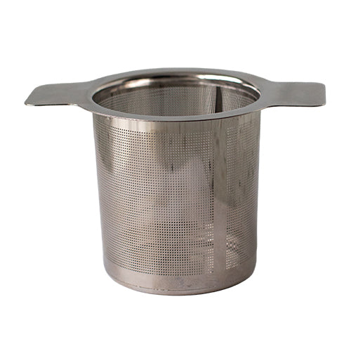 Stainless steel tea infuser on a white background