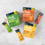 Three boxes of Tea India Chai Moments Cardamom, Masala and Ginger instant chai tea latte, with individual sachets