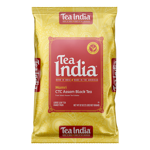 Tea India Mamri CTC Assam Black Tea loose leaf 32 oz or 1 lb gold and red pack